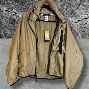 •NWT• Nike Tech Small windbreaker jacket • Gold w/ Black embroidered Nike Swoosh